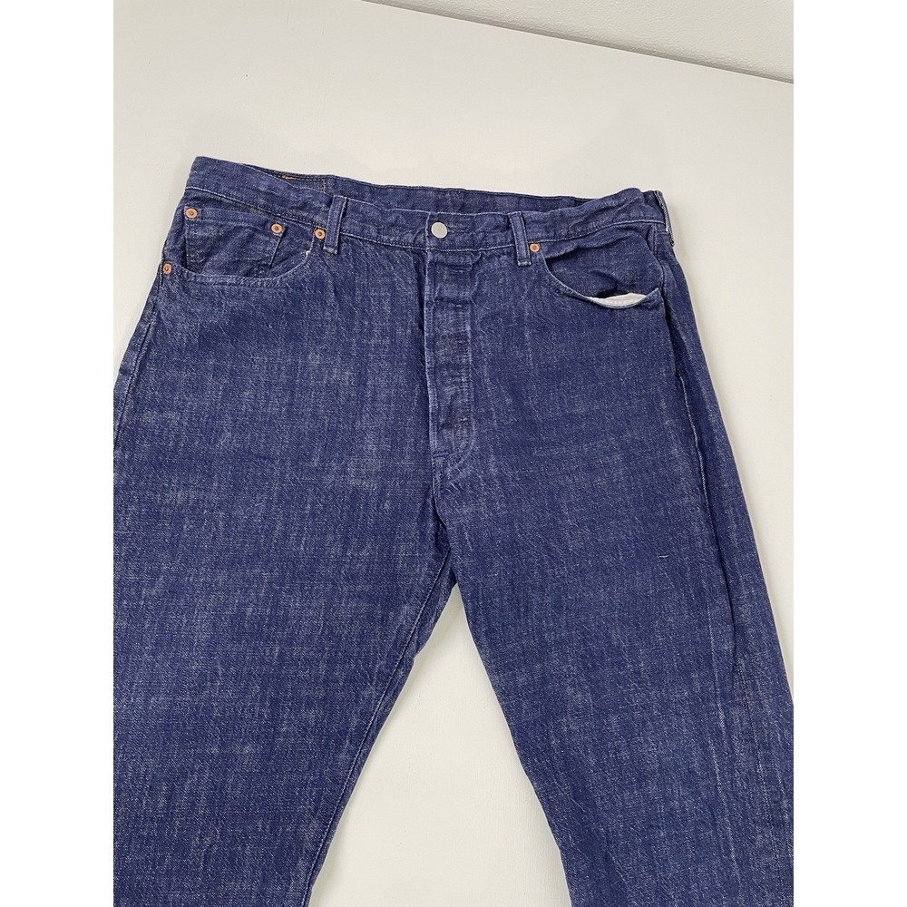 Levis 501 Denim Jeans Mens 40x29.5" Button Fly White Oak Cone Pants *Hemmed*